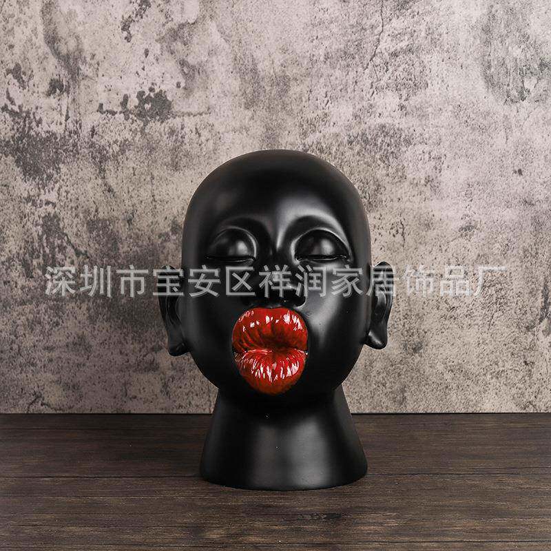 极简轻软大黑妞非洲人脸件摆家居客厅电视柜OAA摆设创意桌奢面装