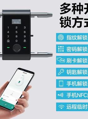 邦臣型办公室玻璃门U面锁商防铺店指纹锁密码锁水推拉TIR门U型电