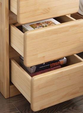 实松木床头柜22086现代简物约小木户型家用床边柜夹缝柜超收窄储