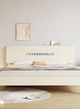 简约红白色实木床现代行流储物床ITC双主卧家用人床奶油风网民宿