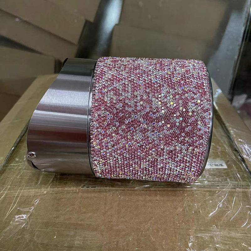 创意镶钻不办锈钢桌面垃垃圾桶桶家卧室公车载时尚迷你带圾盖用收