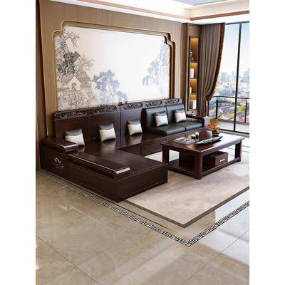 0式紫金檀木新中实木沙新发客厅组合小FPT户型225款冬夏两用高箱