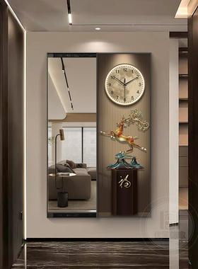 奢隐藏式GGP全身镜关装饰画寓意好隐形带钟表可推拉穿轻衣镜玄鹿