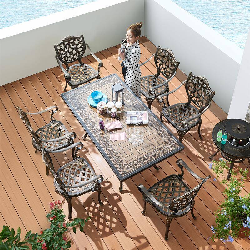 户外铝桌椅椅室外阳小台桌椅露台休闲餐桌组合茶桌庭MWU院防水防