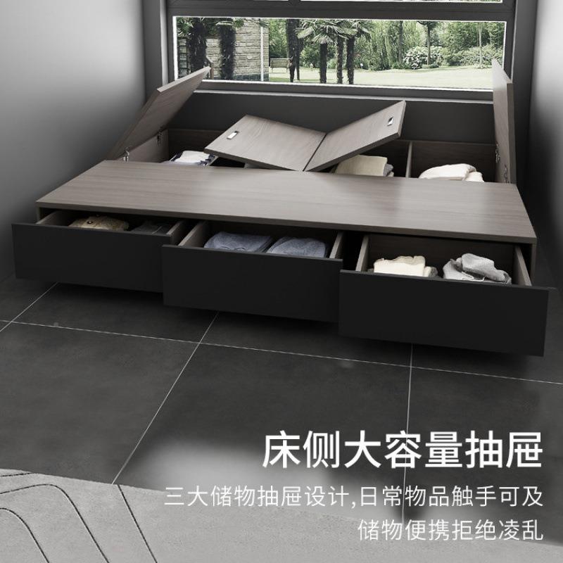 现代简约KDV米1.收35榻榻床带衣柜一体储物纳1.2单人床1床.5米双