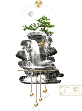 迎客松玄关装饰轻画立体高档L奢D壁灯E高山流水入户走INT廊过道挂