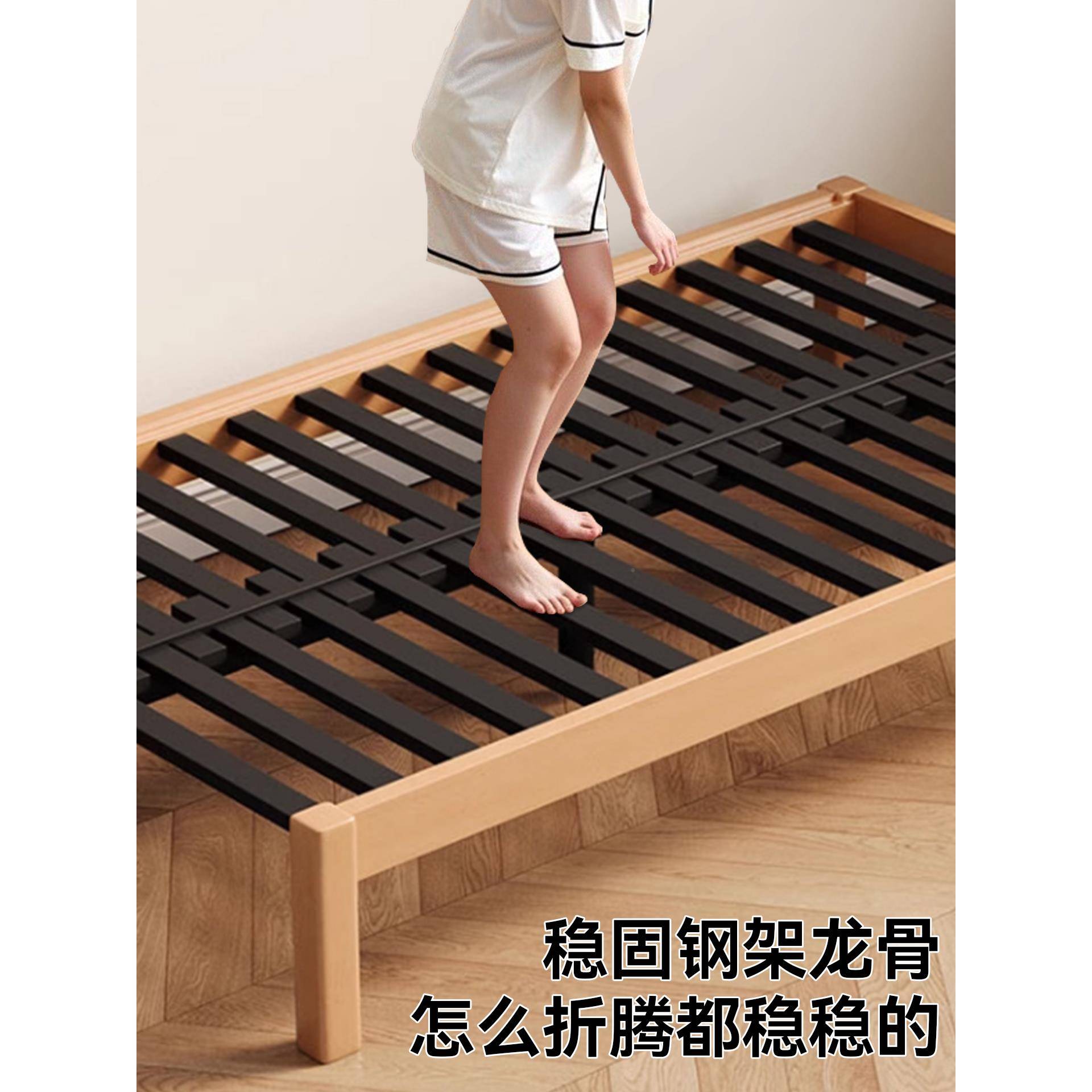 ?木沙发床折叠两用小户型家用客实坐卧多功70781能沙发厅架伸缩抽