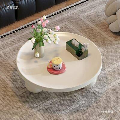 法式奶油风圆茶碗茶29209几小户型客厅家用20中25新款白色圆形古