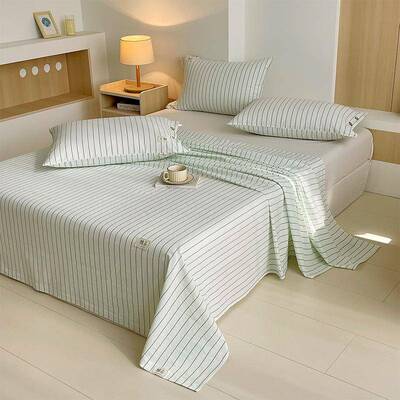 a类婴级母水洗棉人单单单件格子纯色单宿床70324舍床单水洗棉双人