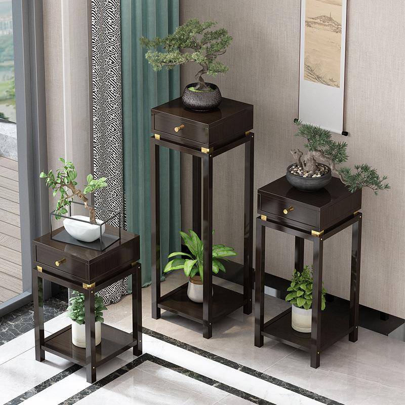 花架置物层架阳台HJ新中式落花台地室内装饰客厅多窗台多肉花盆架