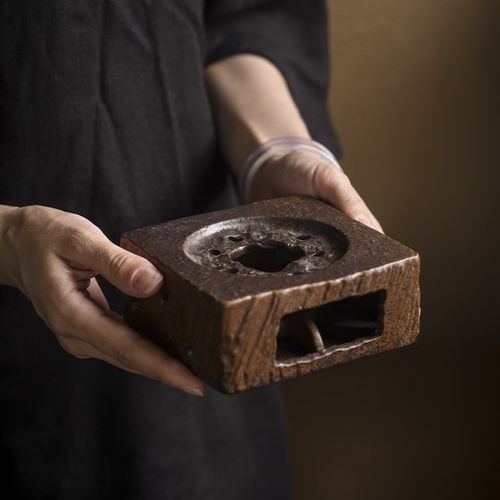 【灰念酱釉观石蜡烛】围炉煮茶器明火煮茶壶围炉陶瓷温茶炉蜡烛炉