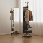 可移动卧室全身镜家用一体多功能挂衣架玄关置物衣帽架落地穿衣镜