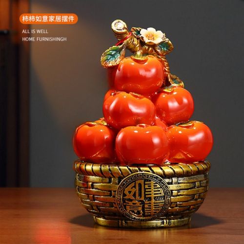 万事如意柿子摆件乔迁新居礼品客厅家居酒柜玄关电视柜装饰品