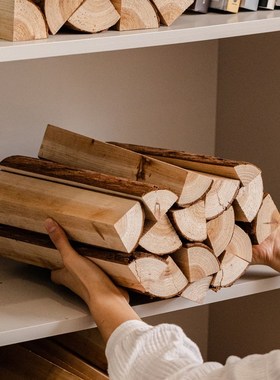 木柴壁炉装饰木头原木风摆件乔迁柴火拍摄道具民宿咖啡馆场景布置