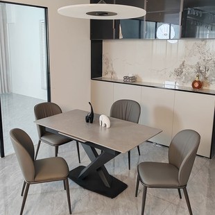 岩板餐桌可伸缩长方形家用1.2米小户型现代简约2023新款 折叠饭桌