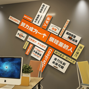 办公室励志标语3d立体墙贴画公司企业文化墙激励文字墙面装 饰自粘