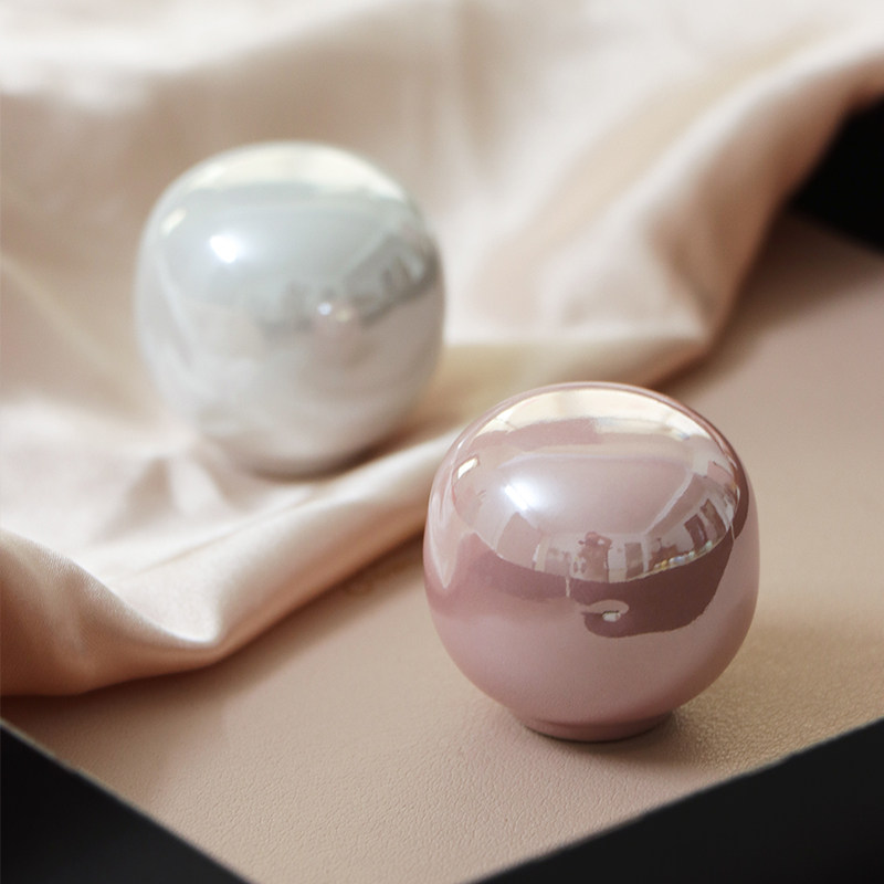 法式糖果珍珠拉手高端衣柜门橱柜子抽屉家具圆形银色小把手奶油风