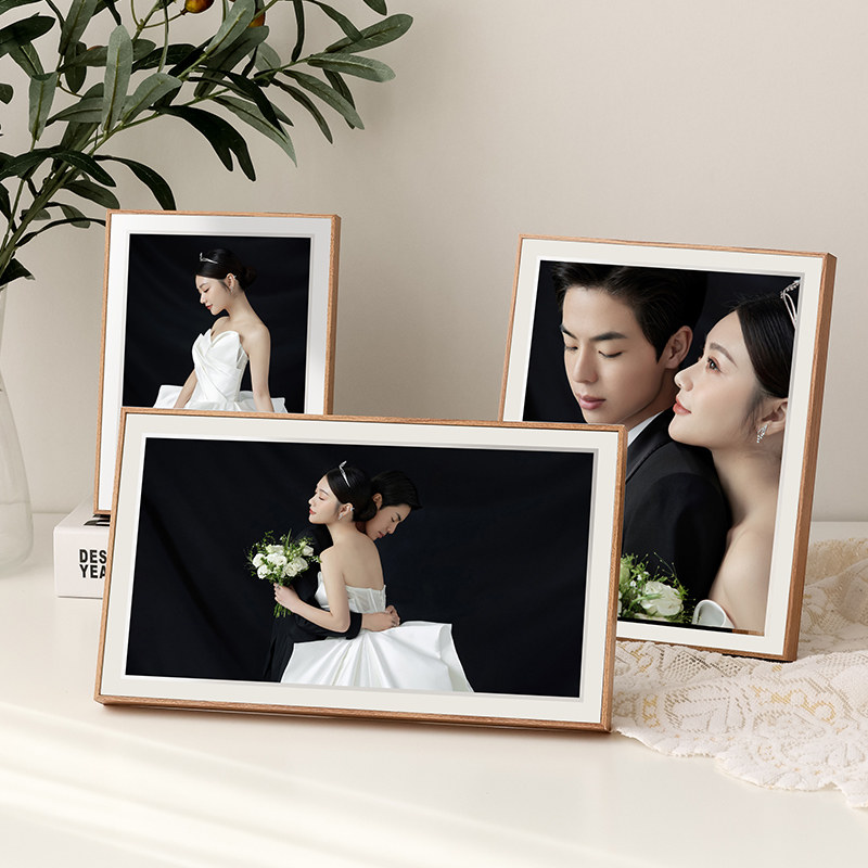 现代简约实木相框摆台婚纱照相片冲洗打印高级制作画框挂墙8 10寸