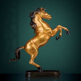 创意铜摆件金色跃马摆件实铜雕刻客厅装饰工艺品家居礼品办公室