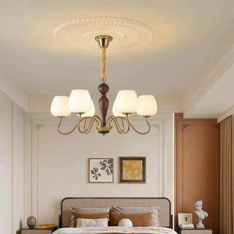 光谱护式眼法中古风复客厅美式古胡86桃木全色餐厅大厅主灯新款吊