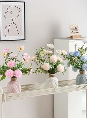 插花陶假n花瓷干花餐桌摆件简约装品is北饰欧仿真花花BJZH1602瓶