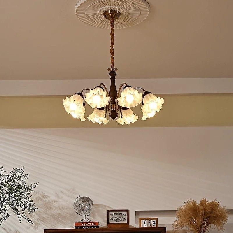 法中古奶油风实式木意浪漫美式复古风花客创厅卧室餐厅灯具531朵