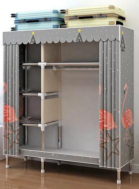 简易衣家用卧室组装衣柜钢管柜结实耐用出租TKZ布屋衣橱柜房子经