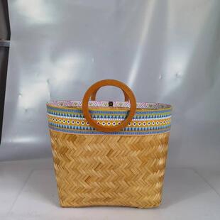 手编竹特LLS篮篮子民风情竹编族手提包野餐篮手异域色女菜士购物