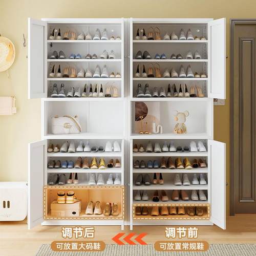 家用钢制鞋门口入户WEK玄关大一体落地多尘层防鞋架靠墙容量收纳