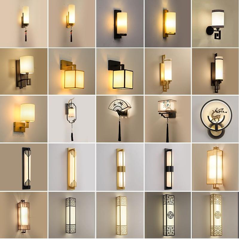 873新中式壁灯仿古现代简约墙间房卧室床客头厅玄关过道楼梯背景