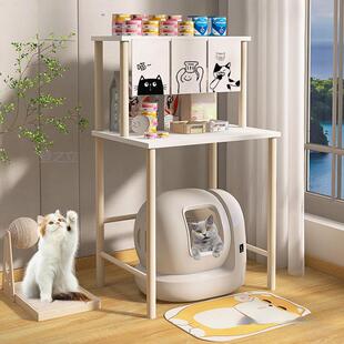 物多架收纳架实木猫物咪架登之立A#子食堂上方宠用品零食猫砂置盆