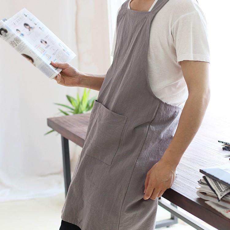 亚麻围作裙批JJM发日韩风防水防油罩麻衣棉无袖工围裙