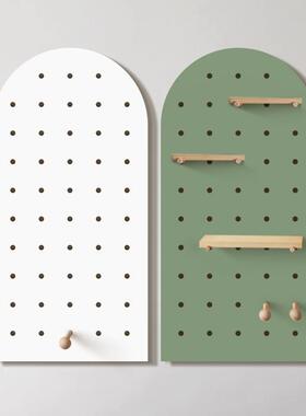 实木洞洞板VRF墙板上置物架装饰隔板层质入木客厅户玄关收纳架