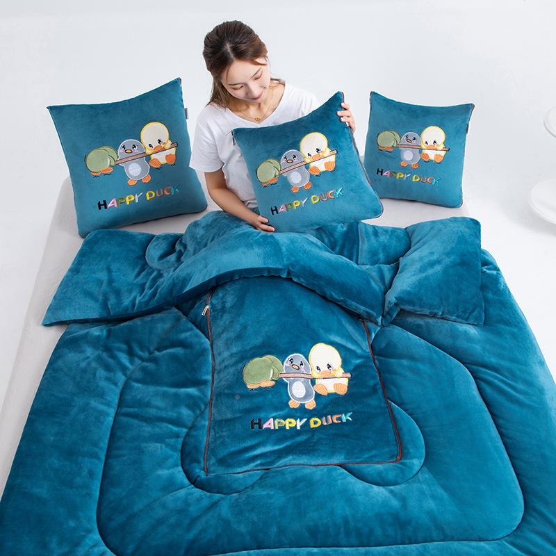 多功能二合一kxy2024抱枕两被子用两加抱枕车靠枕靠垫被实厚用载