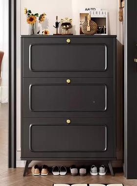 黑色实木鞋ZEN柜门外楼道玄关口室内极窄斗入柜户收纳翻一体靠墙