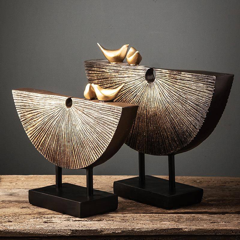 新式复古脂办公中室摆件软装落地摆树件代装现饰客厅悦伴创意玄关