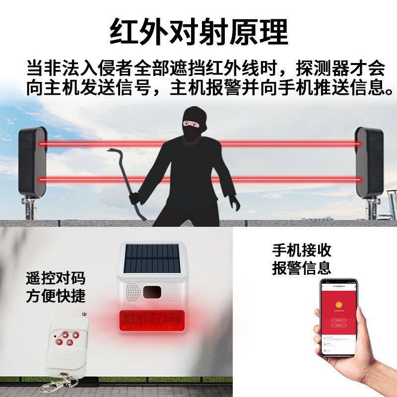 红外对射报警器探测器户外防水无线红外线远程防盗人体周界围墙