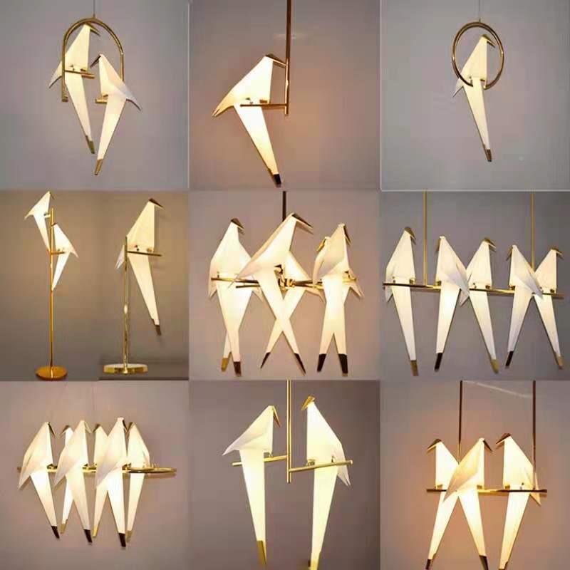 欧后现代吊灯服装店铁L艺QN102磁吸E鹤D灯客厅卧室千纸北落地灯