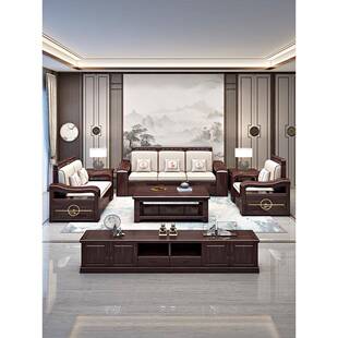 紫檀木木沙MEA发组实合家代用客厅现小户型中式冬夏金两用储物家