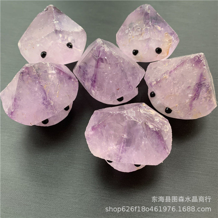 水晶工艺品紫水晶摆件紫水晶刺猬把玩件居家办公装饰工艺品
