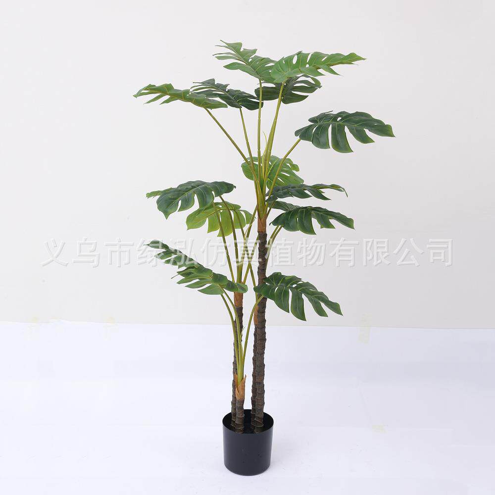 仿真树热带仿真绿植龟背树开口笑假绿植客厅装饰工艺仿真植物摆件