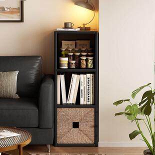 黑色卡莱克组合书柜格子柜一体靠墙置物架简约收纳柜抽屉柜小柜子