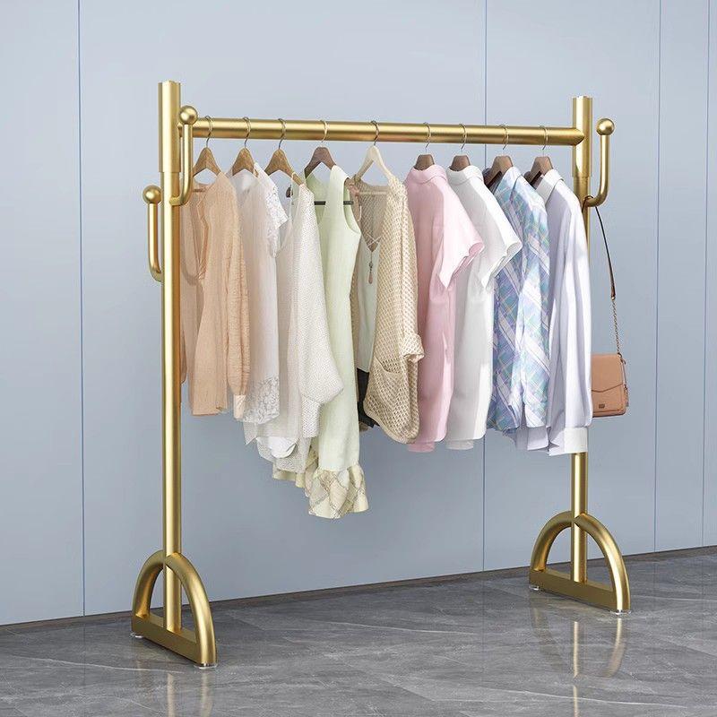 晾衣架落地卧室挂衣服阳台镀锌水管家用凉晒衣杆折叠衣帽架子