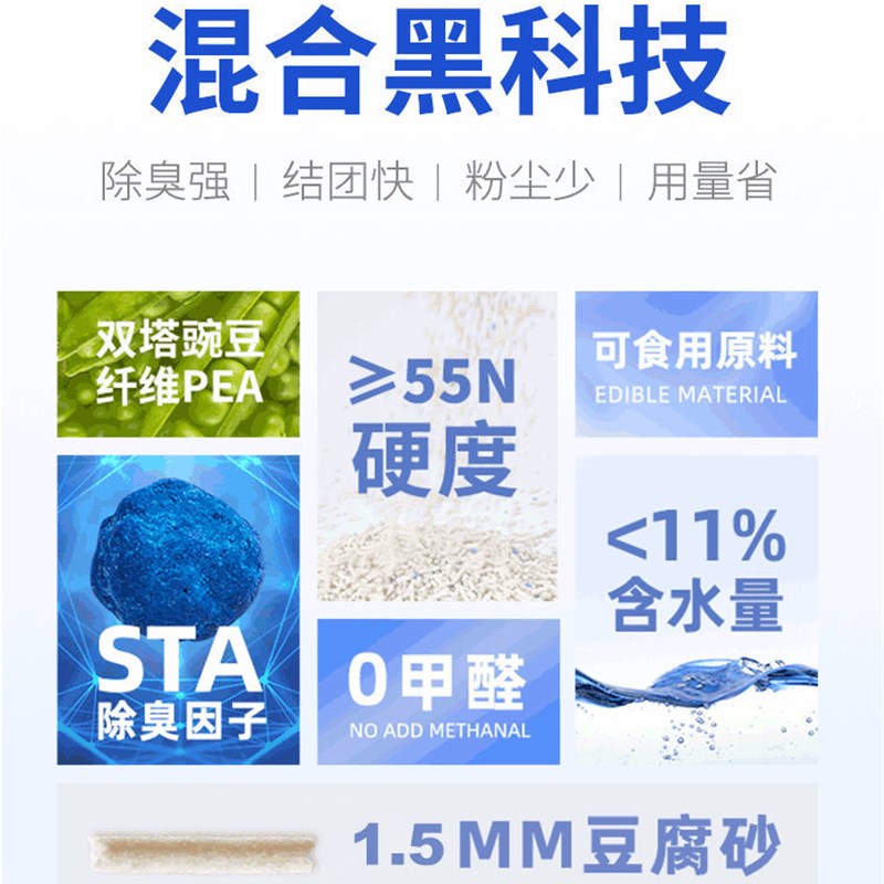 比洛惜猫砂混合型豆腐砂6L可冲厕无尘无粉尘除臭清香型膨润土猫沙