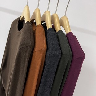 熙6024圆弧褶皱收腰长袖 高腰短款 打底衫 新款 内搭垫肩上衣 女秋季 元