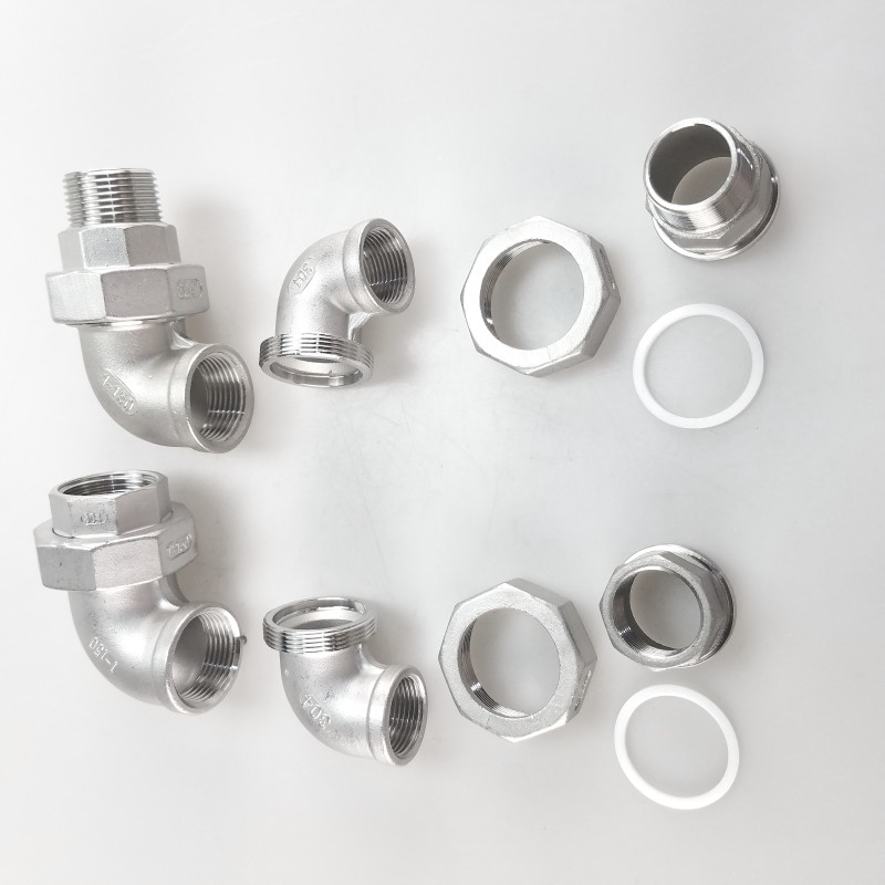 304不锈钢内丝弯头活接 内外丝90弯头活接90度油任 内外螺纹4分