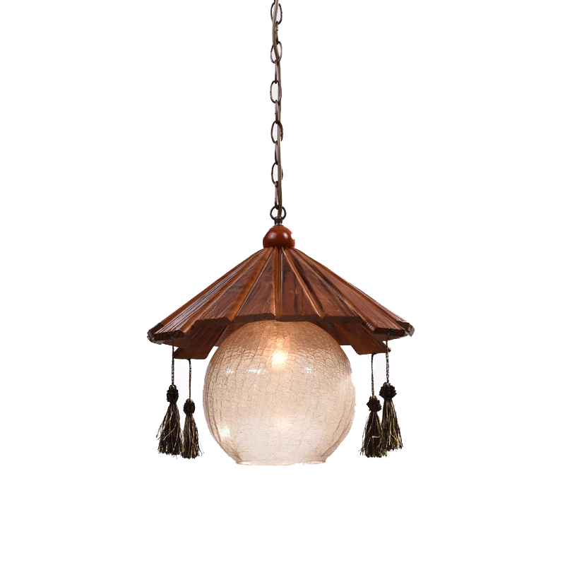 中式复古怀旧个性创意实木单头吊灯餐厅灯吧台吊灯仿古酒吧茶楼灯