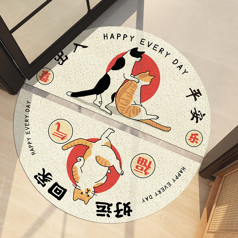 日式网红进门猫咪入户门脚垫家用半圆地垫玄关门垫防滑垫子可定制