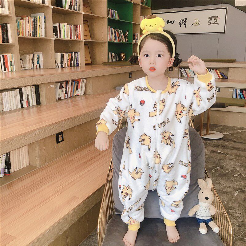 法兰绒睡袋宝宝婴儿防踢被子神器儿童秋冬款睡衣连秋季加绒恒温