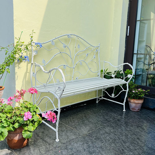 美式乡村复铁艺藤曼双人单人花园椅室内户外庭院阳台露台休闲座椅